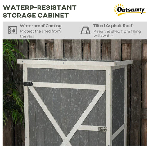 Rootz Garden Shed - Garden Storage Shed - Garden Cabinet - Tool Shed - Garden Tool Shed - Gray - 75 x 56 x 115cm