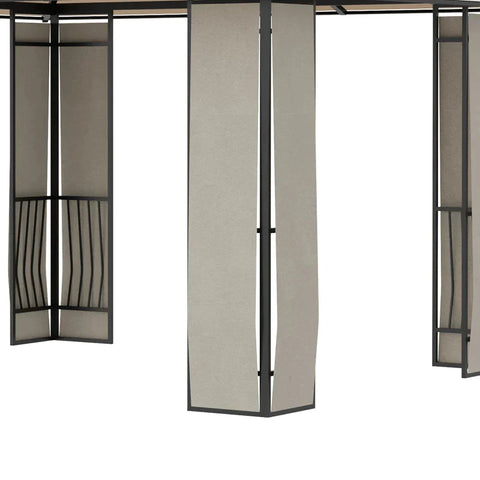 Rootz Garden Pavilion - Gazebo With Sun Canopy - Made Of Polycarbonate Panels - UV Protection - Water-repellent - Robust - Brown + Light Grey - 3.65 x 3 x 2.75 m