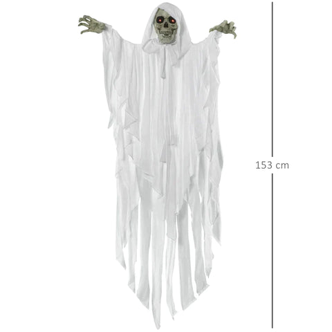 Rootz Halloween Decoration - Ghost with Special Effects and Sound Function - White - 100cm x 18cm x 153cm