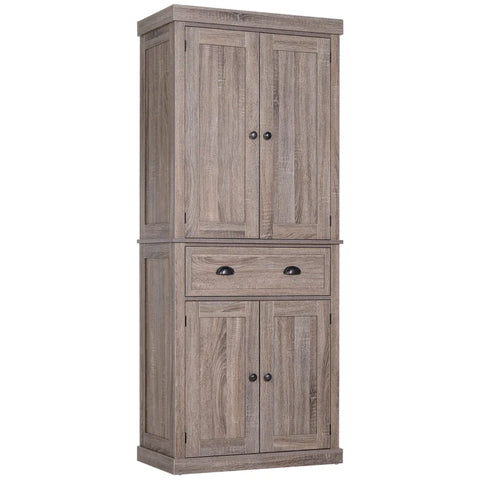 Rootz Kitchen Cupboard - Colonial Kitchen Cabinet - Freestanding Kitchen Cupboard - Furniture For Kitchen - Traditional Design - Dark Wood Grain - 76l X 40.5w X 184h Cm