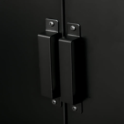 Rootz Sideboard - Filing Cabinet With Louvered Doors Wardrobe - Storage Cabinet - Industrial Metal Cabinet With 2 Adjustable Shelves - Living Room - Bedroom - Black - 75 x 33 x 110 cm