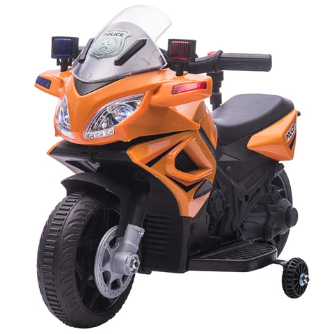 Rootz Children's Police Electric Motorcycle -  Police Motorcycle - Electric Car Stroller - Police Lights - Electric Quad - Orange/Black - 69 x 39 x 43 cm