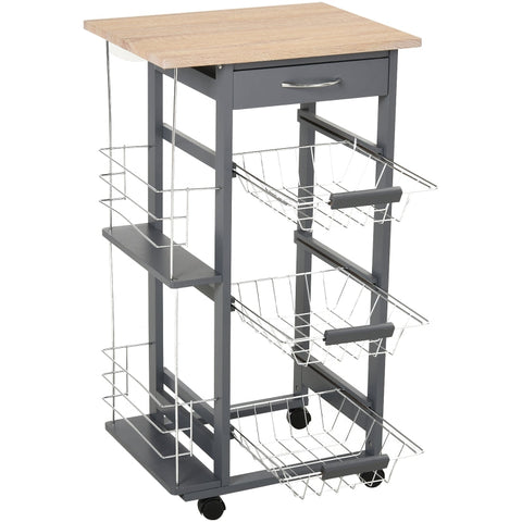 Rootz Kitchen Trolley - Serving Trolley - 2 Shelves - Indoor - Outdoor - Brown/Grey - W47 x D37 x H83 cm