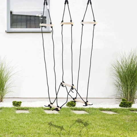 Rootz Kinder-Kletterseil – Kletterseil – Seil – mit Holzsprossen – für Kinder im Alter von 3–14 Jahren – Kunststoff/Pappelholz – 88 L x 40 B x 165 H cm