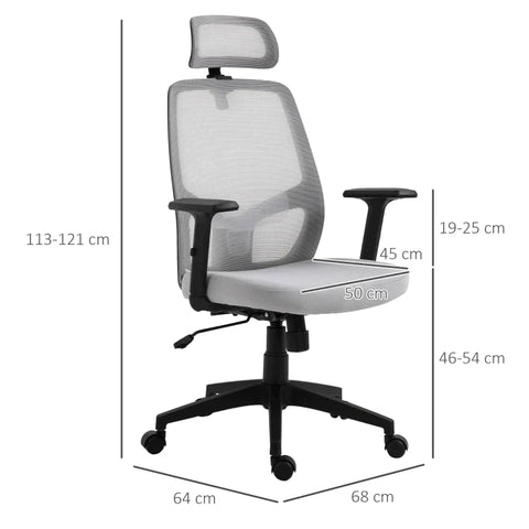 Rootz Bürostuhl – Heimbürostuhl – Schreibtischstuhl – Computerstuhl – Grau – 68 x 64 x 113–121 cm