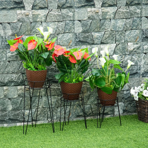 Rootz Plant Stands - Flower Stand - Plant Stand - Display Plants Stand  - Steel - Black - 21L x 20W x 23.5H cm