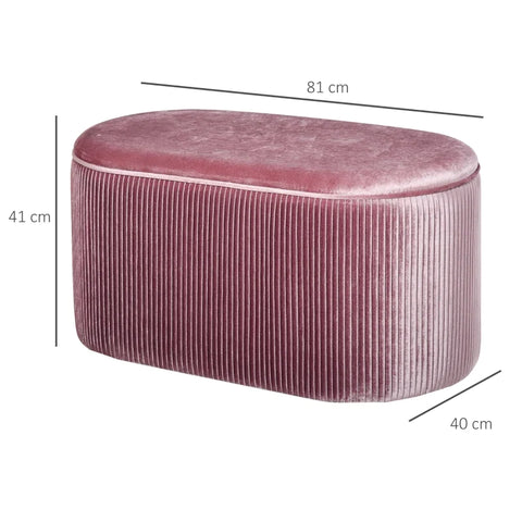 Rootz Upholstered Bench - Storage Space - Chest Bench - Living Room - French Style - Velvet Elegant - Pink - 81 x 40 x 41 cm