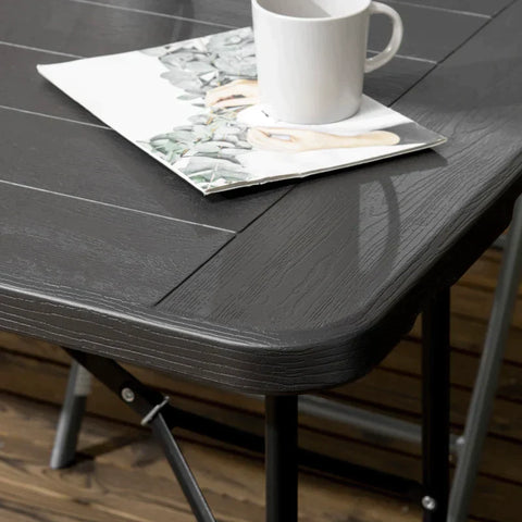 Rootz Outdoor Table - Garden Table - For 6 People - Foldable - Wood Look - Dark Grey - 180 x 75.5 x 73 cm