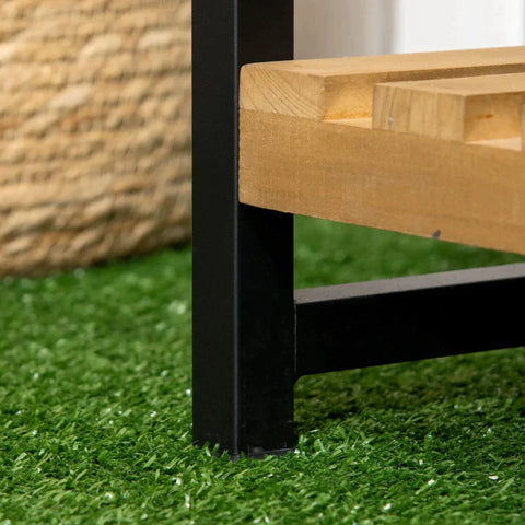 Rootz bloemenstandaard - 3-laags plantenrek met bevestigingshaken - natuurlijke houten plantenstandaard - naturel - 80cm x 36cm x 174cm