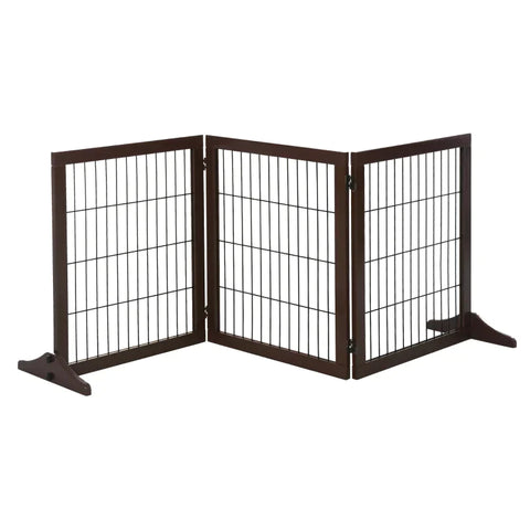 Rootz Barrier For Dogs - Safety Gate - Dog Gate - Stair Gate - Foldable Dog Barrier - Door Gate - Brown - 185 x 36 x 71 cm