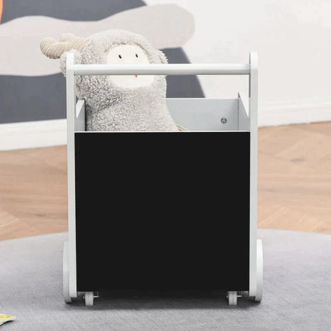 Rootz 2-in-1 Baby Walker Storage Box - Storage Box - Baby Walker Toy Box with Wheels - Handle Book Box - Storage Basket - Grey - 47 x 35 x 45.5 cm