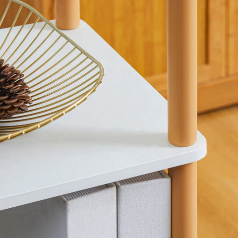 Rootz Utility Trolley - Kitchen Trolley - 3 Shelves - 4 Wheels - Chipboard - Steel - White + Yellow - 40L x 30W x 105.5H cm