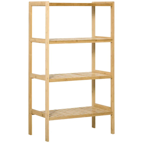 Rootz Storage Rack - 4-tier Bamboo Shelf - Living Room - Bathroom - Balcony - Kitchen - Natural - 62 x 33 x 112 cm