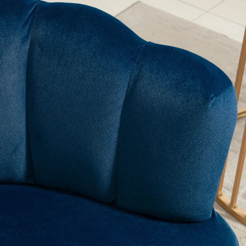 Rootz 2-seater Sofa - Retro Design - Wooden Legs - Velvet Touch - Dark Blue - 132 cm x 66 cm x 80 cm