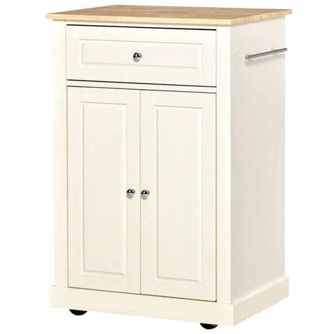 Rootz Kitchen Trolley - Rollable - Serving Trolley - Kitchen Trolley With Height-adjustable Shelves - Kitchen - Living Room - Dining Room - MDF - Country Style - Cream White - 63 x 45.5 x 91.5 cm