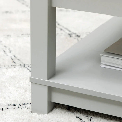 Rootz Coffee Table - Side Table - Square Table Slat - Lower Shelf - Wood Look - Chipboard - Gray - 80 x 80 x 42.5 cm