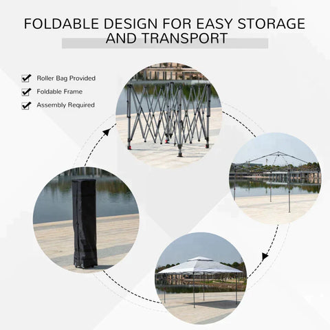 Rootz Pop-Up-Zelt – Pavillon-Pop-Up-Zelt – Partyzelt – Doppeldach – Zelt – höhenverstellbar – Hellgrau/Weiß