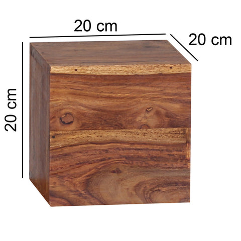 Rootz Wall Shelves - Set Of 4 - Blocks - 25/20 cm - Brown - Solid Wood - - Decoration
