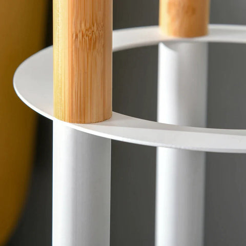 Rootz Garderobe – Bambus-Garderobe – Garderobenständer – 13 Haken – Natur/Weiß – 30,5 cm x 30,5 cm x 174,5 cm