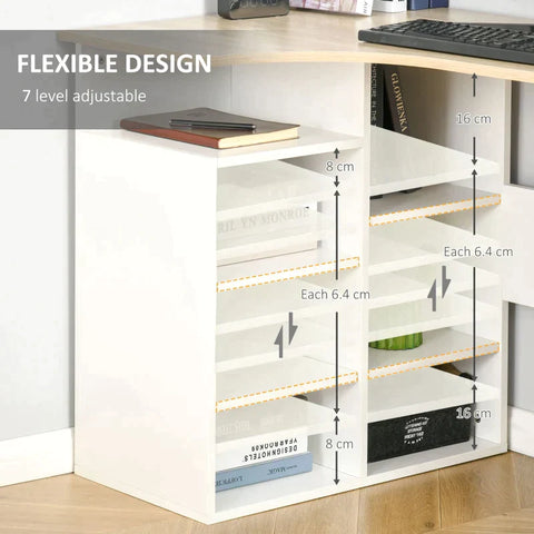 Rootz Computer Desk - L-Shaped Computer Desk - Corner Desk - Study Table with Storage Shelf - Home - Office - 120c m x 70c m x 75 cm