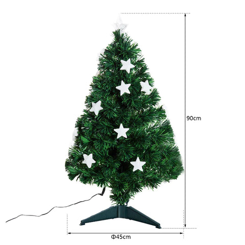 Rootz Christmas Tree - Artificial Christmas Tree with LED Lights - Christmas Decorations - Plastic - Green - Ø45 x 90H cm
