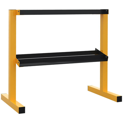 Rootz Halterrek voor halters - tot 270 kg - gewichtsopslagorganisator - 2 planken - stalen frame - geel - 92,5 x 50,5 x 80,5 cm