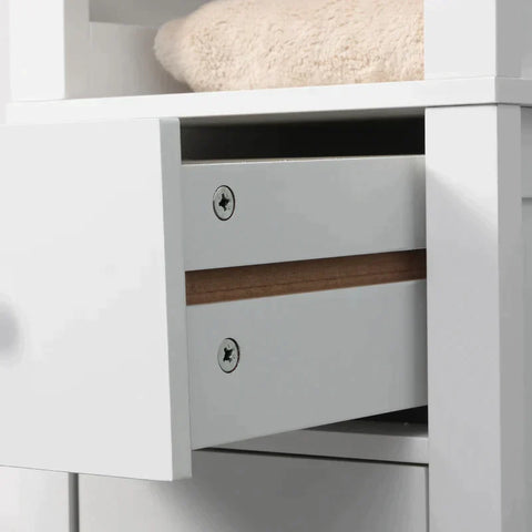Rootz Bathroom Cabinet - Tall Bathroom Cabinet - With Drawers - Cabinet Storage - Cabinet - 1 Open Compartment - White - 34 x 30 x 163 cm