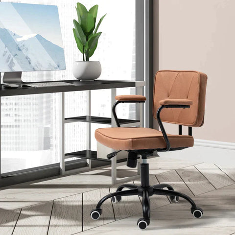 Rootz Office Chair - Elegant Office Chair - Desk Chair - Height Adjustable - 360° Rotation Tiltable - Brown - 61 x 58 x 82-91 cm