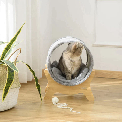 Rootz Cat House - Cat Cave - Cat Bed - Cat Hut - With Shelf - With Scratch Pad - Multi-Layer Board/Polyester - Grey - 41 x 40 x 47 cm
