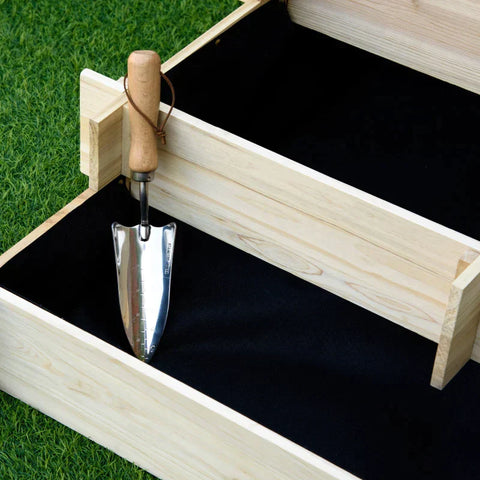 Rootz Raised Bed - 3-tier Garden Bed - Plant Bed - Herb Bed - Flower Ladder For Balcony Garden - Natural Wood - 93 x 93 x 35 cm