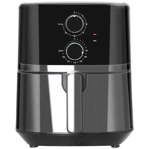 Rootz Airfryer - Heteluchtfriteuse - 4,5 L 1500W - Met 8 Menu's - Gezond Olievrij Vetarm Koken - Zwart Staal - 35,5 x 28 x 33,8 cm