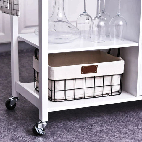 Rootz Kitchen Trolley - Kitchen Cabinet - Cabinet Trolley - Kitchen Cabinet Trolley - Wood - White - 105 x 45 x 89 cm