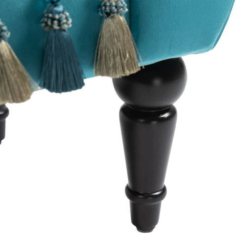 Rootz Luxury Bench - Upholstered Bench - Stool - Polyester - Rubber - Foam - Blue - 117 x 40 x 58 cm