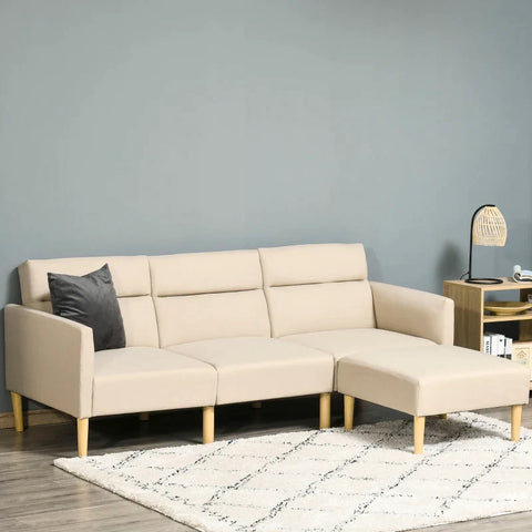Rootz Sofa Bed - Folding Sofa - Adjustable Backrest Sofa - Living Room Sofa Bed - Convertible Sofa Bed - Multi-purpose Folding Furniture - Compact Folding Sofa Solution - Beige - 207W x 107D x 60.5H cm