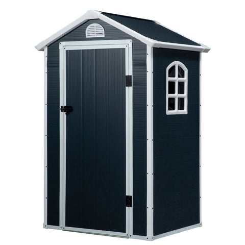 Rootz Tool Shed - Garden Shed - Tool Shed - Ventilation Window - Pent Roof - Metal - Grey - 134 x 104 x 204 cm