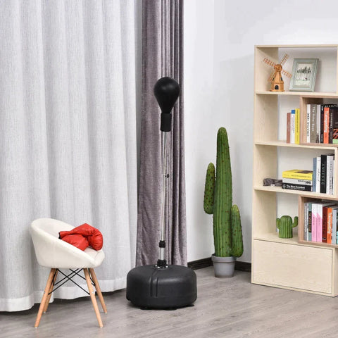 Rootz Punching Ball Set - Standing Box Training Set - Height Adjustable - 1 Pair Of Gloves - Black