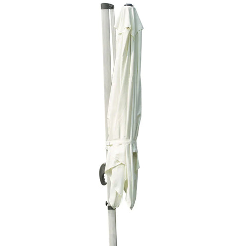 Rootz Parasol - Cantilever Parasol - Garden Umbrella - Hand Crank - 360° Rotating - Aluminum - Cream/White - 2.96 x 2.96 x 2.65 m