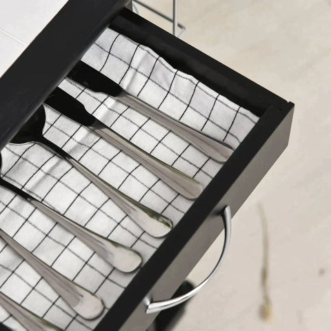 Rootz Kitchen Trolley - Serving Trolley - Trolley - Indoor - Outdoor - Black -  W57 x D37 x H83 cm