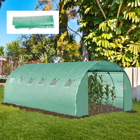 Rootz Greenhouse Replacement Cover - ONLY Winter - Garden Plant - PE Cover for Tunnel - Walk-in Greenhouse with Roll-up Windows Door - Outdoor - Green - 6x3x2m