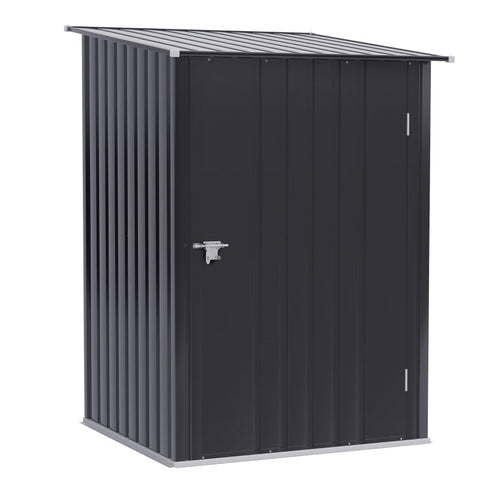 Rootz Garden Shed - Tool Shed - Steel Tool Shed - Storage Shed - Dark Grey - 100 x 103 x 160cm