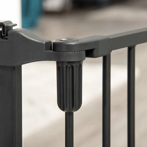 Rootz Dog Barrier - Door Gate - Pet Gate - Angle Adjustable - Foldable Configuration Gate with Automatic Closing Door - 3 Panels - Black - 202.5 x 76 cm