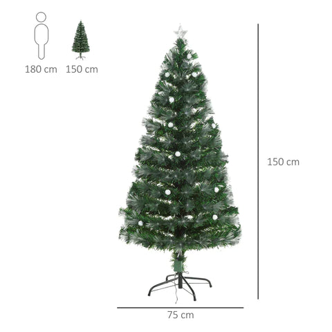Rootz Christmas Tree - Artificial Christmas Tree - With Remote Control - LED Lights Christmas Tree - Green/White - Ø75 x 150 cm