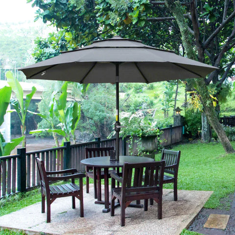 Rootz Patio Umbrella - Parasol Patio Umbrella - Market Umbrella - 8 Rib - Garden Umbrella - With Sun Protection - Dark Gray/Black
