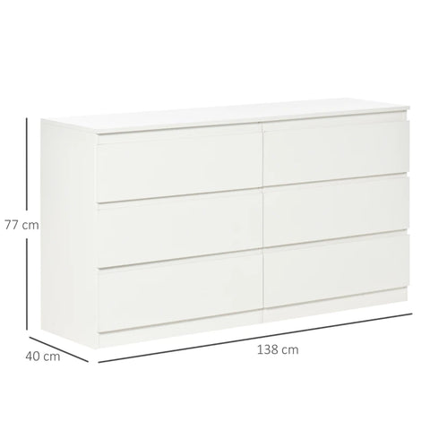 Rootz Side Cabinet - Chest Of Drawers - Living Room - Bedroom - Entryway - Home Office - White - 138 cm x 40 cm x 77 cm