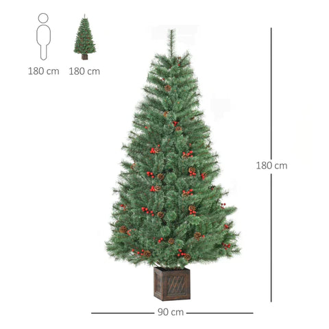 Rootz Christmas Tree - Artificial Christmas Tree - Christmas Tree With Pot And Decoration - Green