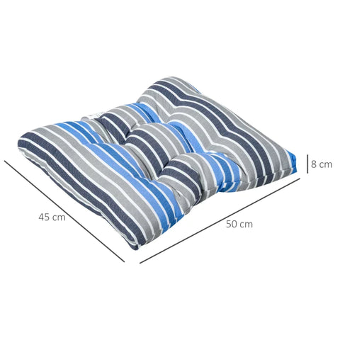 Rootz Cushions - Seat Cushions - Chair Cushions - Seat Pad - Garden Chair Cushions - Set of 2 - Blue Striped - 50L x 45W x 8D cm
