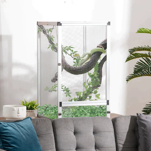 Rootz Reptile Box - Kweekbox voor reptielen - Amfibieën Spinachtigen Reptielenkweekbox - Reptielenkweektank - Aluminium - Zilver - 45 x 45 x 80 cm