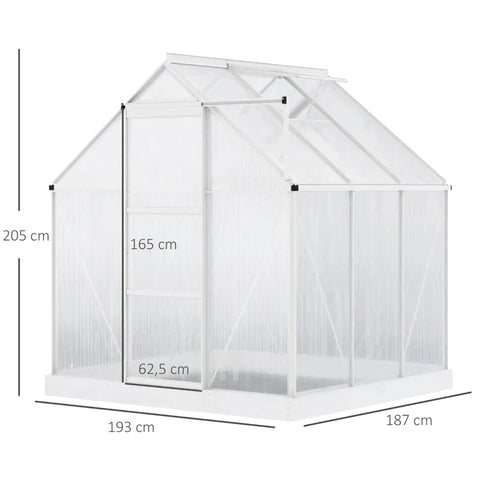 Rootz Aluminum Greenhouse - Garden House With Window Door - Plant House - Weather-resistant - Silver - 193 x 187 x 205 cm