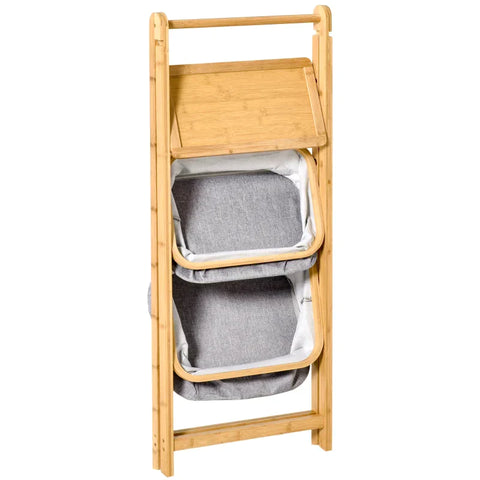 Rootz Shelf - Storage Shelf - 3-Tier Stand Shelf - Bamboo Storage Ladder - Natural