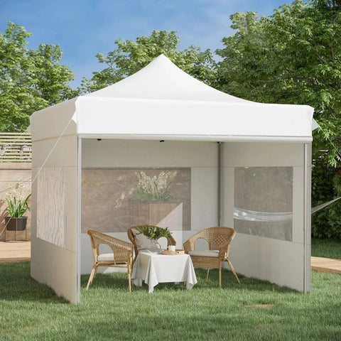 Rootz Gazebo - Garden Tent With Side Walls - Pop-up Tent - Waterproof Garden Gazebo - White - 300 x 300 x 320 cm